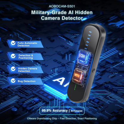 AOBOCAM Anti-Spy Hidden Camera Detector with 99% Accuracy,Find GPS Trackers &Listening Devices Portable Privacy Protector for Hotel/Travel,Anti-Surveillance RF Bugs Detector with LED (Black)