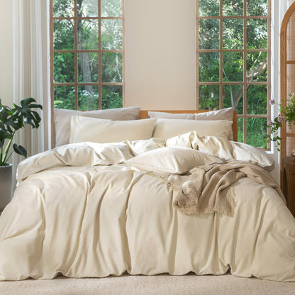 BED_LINEN_SET — 100% washed cotton duvet cover set with linen-like texture