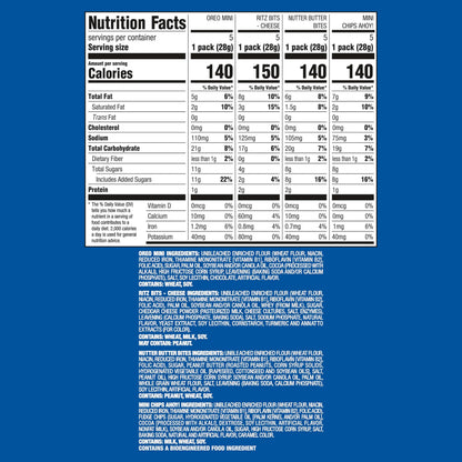 Snack mix — Nabisco variety pack with OREO, CHIPS AHOY, Nutter Butter and RITZ Bits cheese 20 packsSnack mix — Nabisco variety pack with OREO, CHIPS AHOY, Nutter Butter and RITZ Bits cheese 20 packs