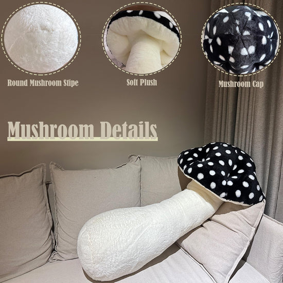 Hofun4U Mushroom Plush Pillow - 30 Inch Mushroom Shaped Stuffed Long Body Pillow - Christmas & Birthday Gift Choice for Car, Sofa, Home Decoration (Pink)