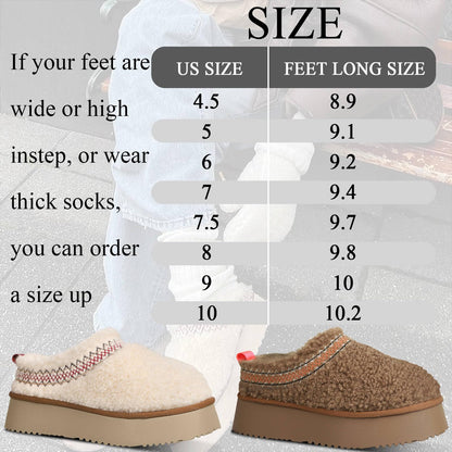 Natraki women's platform slippers with plush fleece lining and braid detail