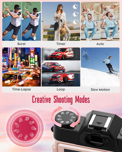 Yatao 6K WiFi Flip Screen Digital Camera, Mic & Fill Light for Photography