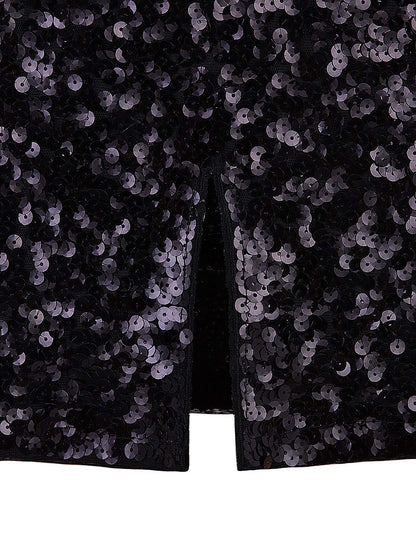 Vijiv women's sequin skirt — midi high waist with side slit for parties and cocktails