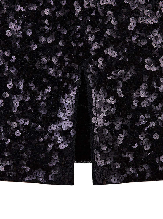 Vijiv women's sequin skirt — midi high waist with side slit for parties and cocktails
