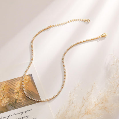 Robaice necklace — 14K gold/silver plated rhinestone choker with cubic zirconia cut