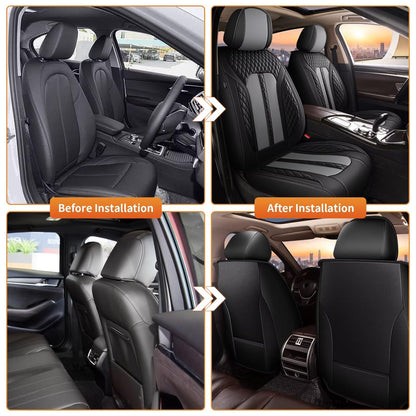 AOMSAZTO vehicle seat cover — leather front seat cushions for Acura RDX 2008-2026 in black and gray