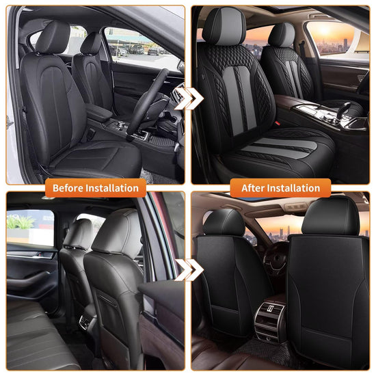 AOMSAZTO vehicle seat cover — leather front seat cushions for Acura RDX 2008-2026 in black and gray