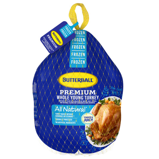 Butterball frozen young turkey - 8 lbs, serves 3 to 5 people.