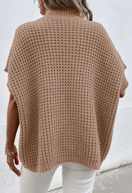 Sweater - Pink Queen batwing mock neck oversized pullover vest tops