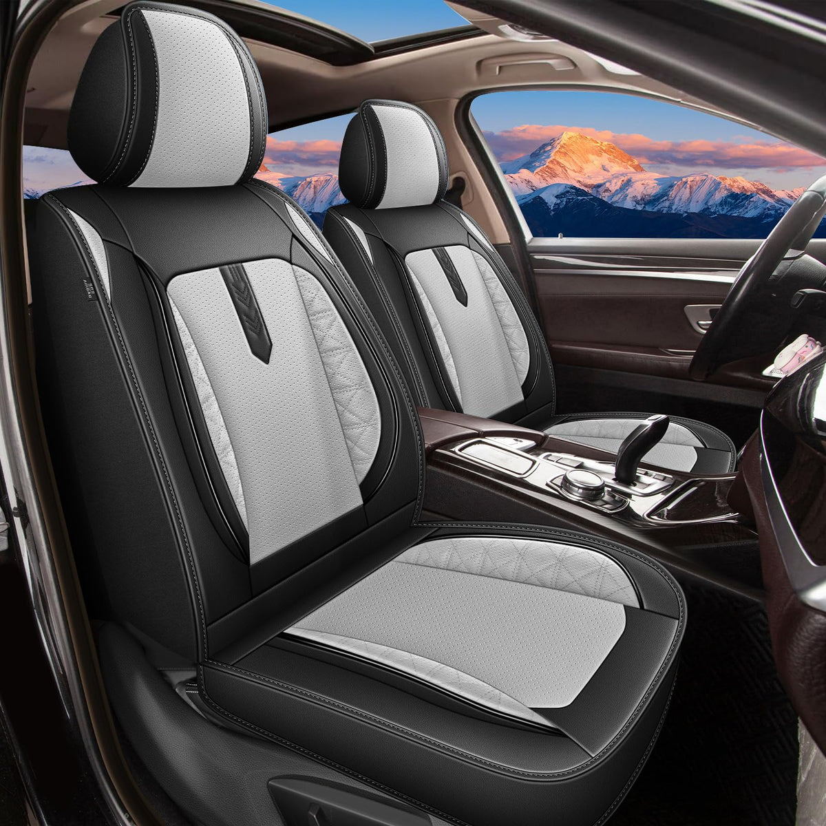 AOMSAZTO vehicle seat cover - waterproof leather in black and gray for Chevrolet Equinox 2010-2026
