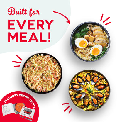 Dash electric skillet — ceramic coating cooking surface with tempered glass lid and cool-touch handles