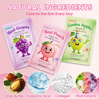 KONEUK Fruit face masks — skincare for kids and teens girls.