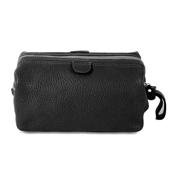 KomalC cosmetic case — premium buffalo leather with water resistant lining