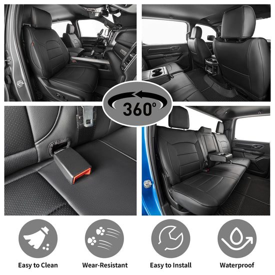 EKR Ram 1500 seat covers — Custom fit faux leather for crew cab models 2019-2026