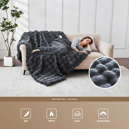 Heated blanket — Fast heating ultra-soft faux rabbit fur with 5 heat levels and auto shut-off