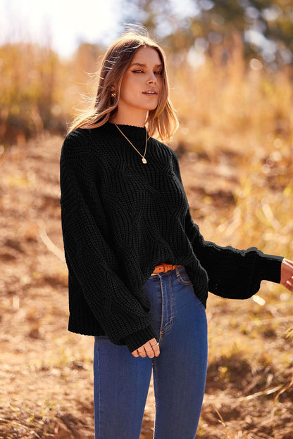 PRETTYGARDEN sweater — oversized cable knit pullover for women in fall and winter