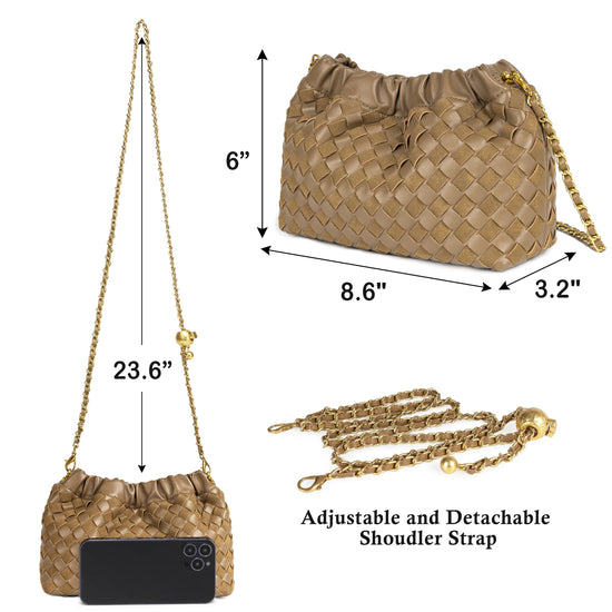 Joryin woven crossbody bag and evening purse, trendy dumpling clutch and hobo cloud shoulder bag