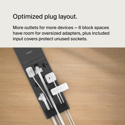 Belkin power strip — 12 AC outlets with 8ft flat plug and 3,940 joules protection