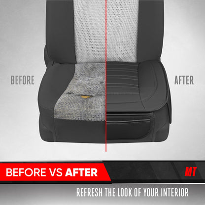 Motor Trend vehicle seat cover — Faux leather with storage pockets, 2-pack black padded