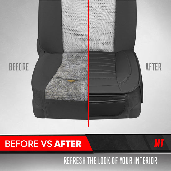 Motor Trend vehicle seat cover — Faux leather with storage pockets, 2-pack black padded