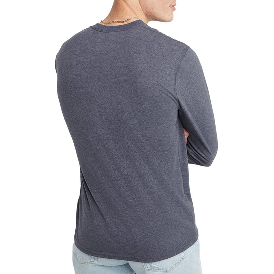 Hanes Originals men's tri-blend long sleeve henley shirt — lightweight design