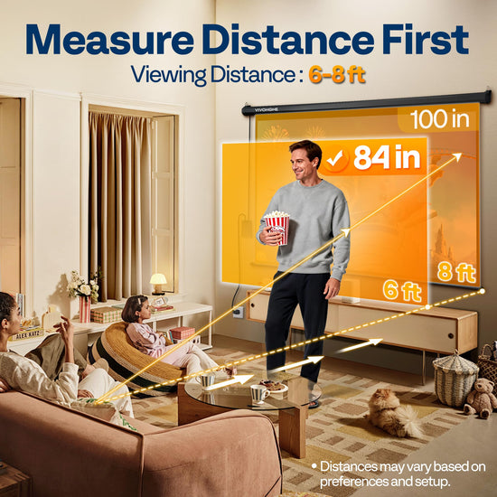VIVOHOME manual pull down projector screen - available in multiple sizes