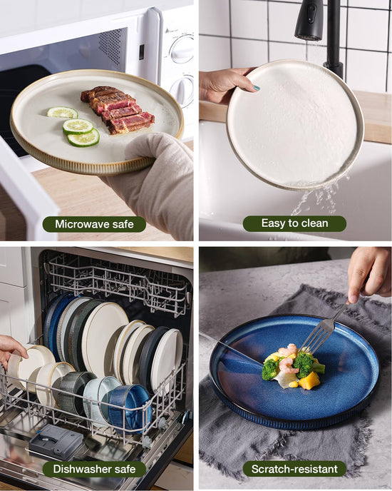 Famiware dinnerware set — stoneware ribbed design plates and bowls set