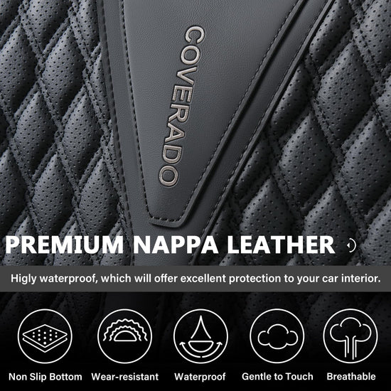 Coverado car seat covers - luxury nappa leather waterproof full set for 5 seats