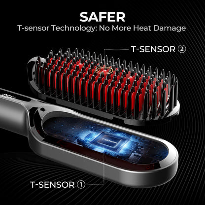TYMO hair iron — upgraded ionic straightening brush with dual voltage