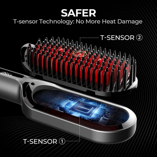 TYMO hair iron — upgraded ionic straightening brush with dual voltage