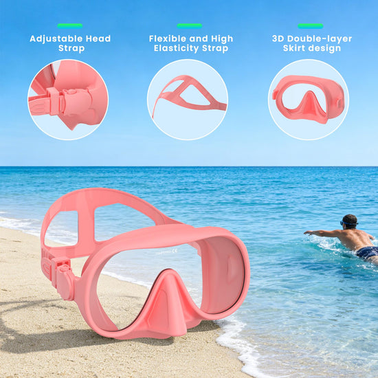 Snorkeling Gear for Adults, Snorkel Set Adult, Scuba Diving Mask, Panoramic View Anti-Leak Anti-Fog Dive Swimming Goggles Tempered Glass Panoramic Wide View Travel Portable Foldable