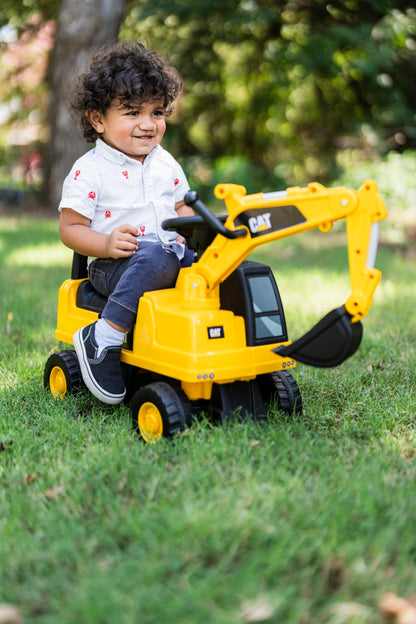 Ride on toy — Caterpillar excavator with rotating bucket and storage for kids