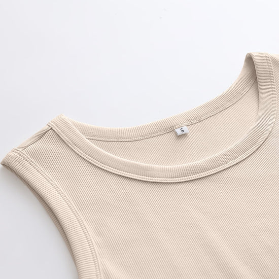 Shirt — Womens sleeveless high neck ribbed racerback top by ANRABESS