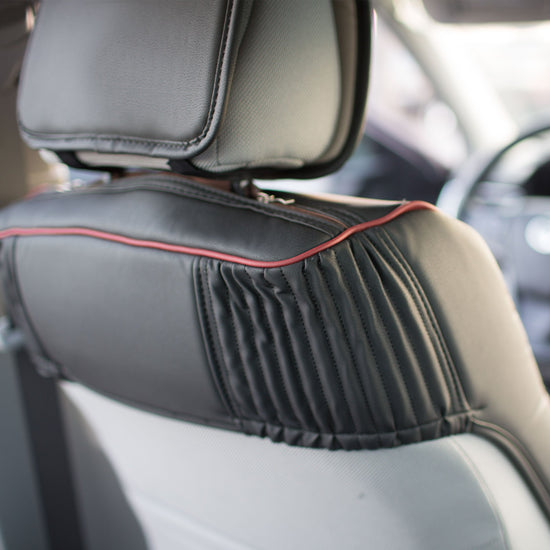 Vehicle seat cover — Ultra comfort faux leather full set with red trim