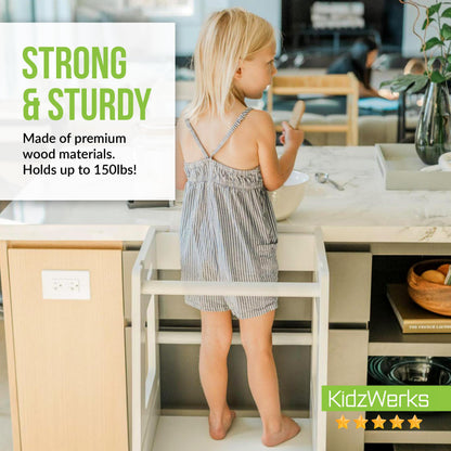 KidzWerks step stool — adjustable wooden platform for kids kitchen use