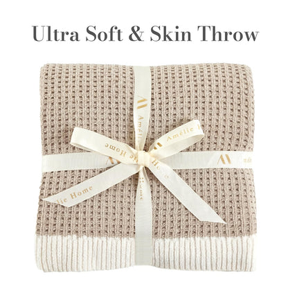 Chenille waffle weave throw blanket — reversible lightweight design by Amélie Home
