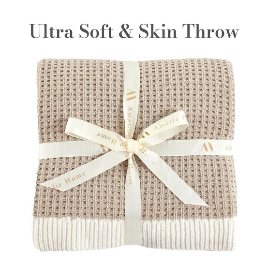 Chenille waffle weave throw blanket — reversible lightweight design by Amélie Home
