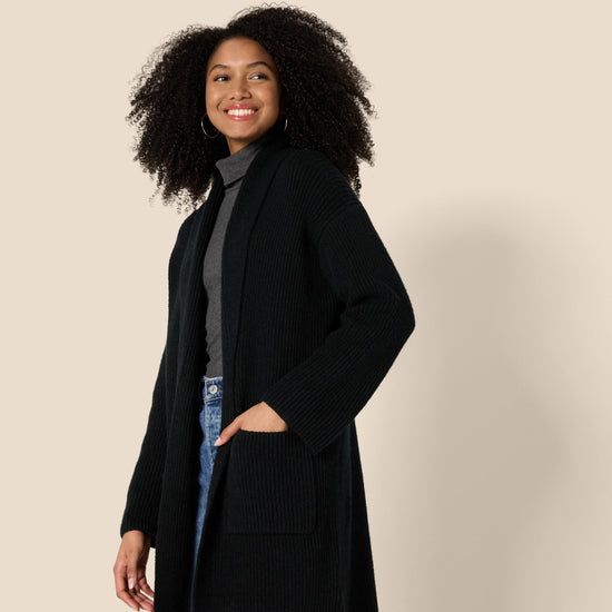 Sweater — Oversized-fit cotton blend cardigan with heavyweight texture stitch