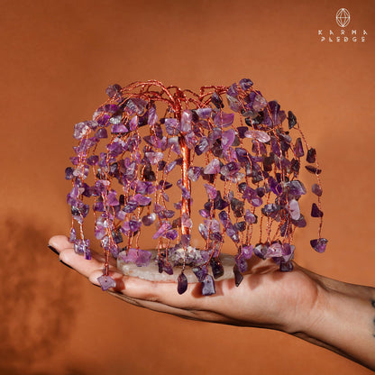KARMAPLEDGE Crystal Tree of Life sculpture — Handmade bonsai design for prosperity and good luck