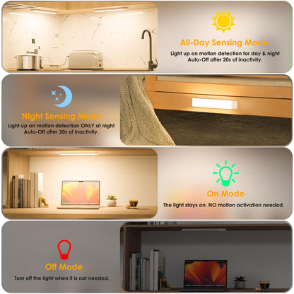 YLXS motion sensor cabinet light - wireless and rechargeable night light 2 pack