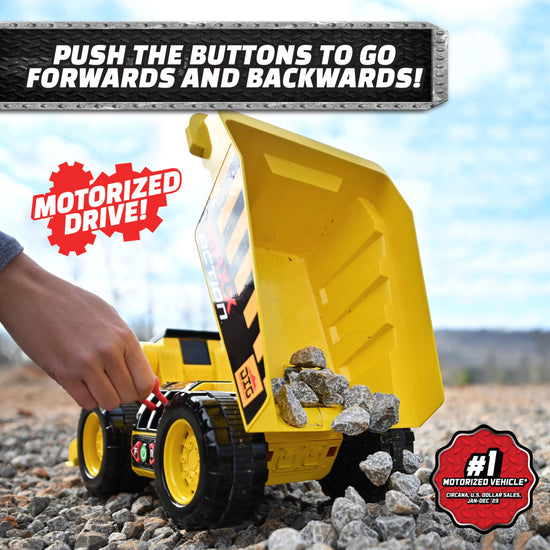 Maxx Action motorized dig rig – excavator and dump truck toy with joystick control for toddlers