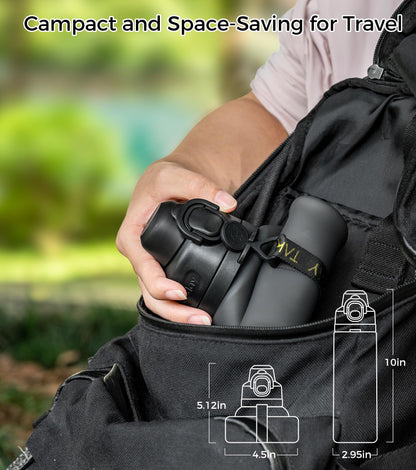 TakeToday collapsible water bottle — foldable silicone design with straw and strap
