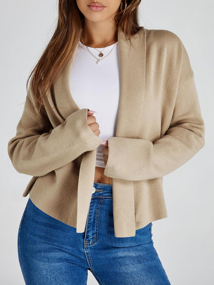 Saodimallsu womens cropped cardigan - open front shawl design with long sleeves