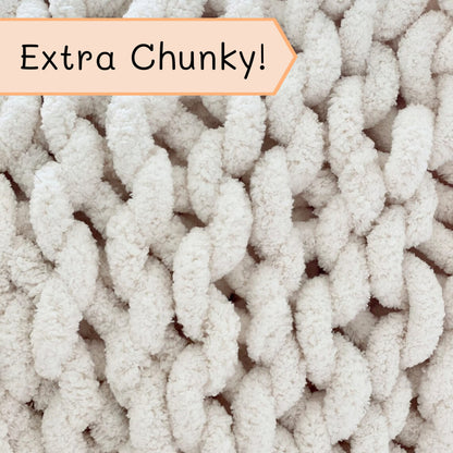 Adyrescia chunky knit blanket - 100% hand knit with jumbo chenille yarn