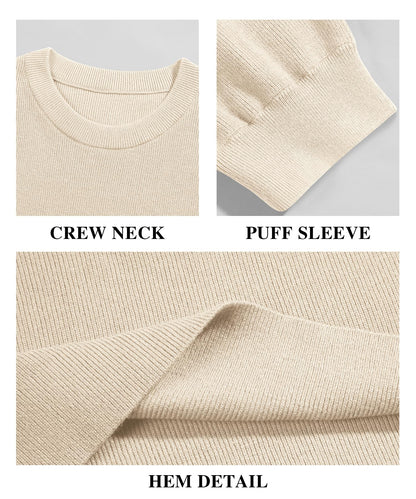 Shirt — Puff short sleeve crew neck pullover by Bodosalia