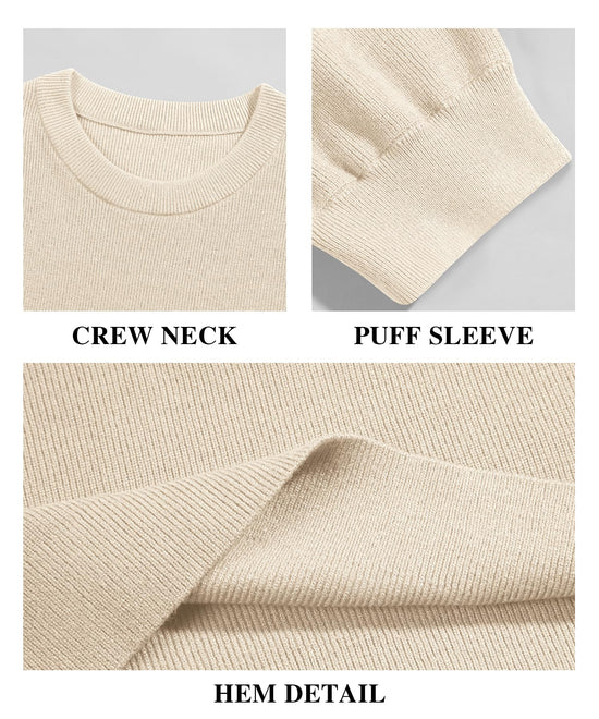 Shirt — Puff short sleeve crew neck pullover by Bodosalia