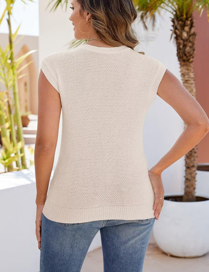 Shirt — Summer cap sleeve knit pullover tank top by CiCiBird