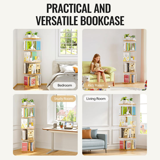 TAKEKIT bookshelf — 360 degree rotating design with clear acrylic and solid wood