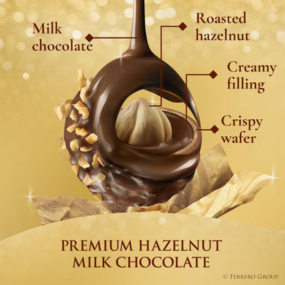 Chocolate candy — Ferrero Rocher gourmet hazelnut milk chocolate gift box 12 pieces 5.3 oz