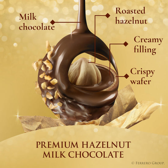 Chocolate candy — Ferrero Rocher gourmet hazelnut milk chocolate gift box 12 pieces 5.3 oz